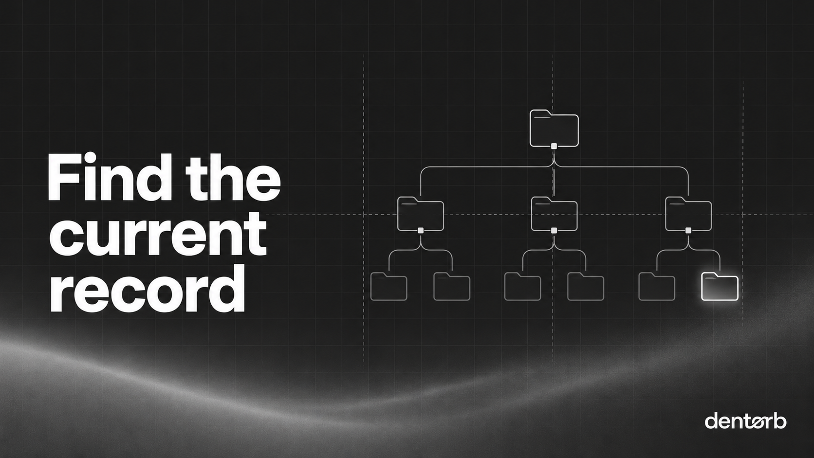 Find the current record: minimal technical line illustration in Dentorb's monochrome style.